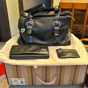 Brighton Black Leather Handbag Set